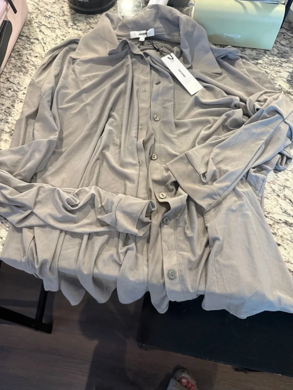 Joah Brown Oversized Sheer Button Down - Picture 7 of 7